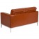 HERCULES Lacey Series Contemporary Cognac LeatherSoft Loveseat with Stainless Steel Frame