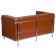HERCULES Regal Series Contemporary Cognac LeatherSoft Loveseat with Encasing Frame 