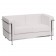 HERCULES Regal Series Contemporary Melrose White LeatherSoft Loveseat with Encasing Frame