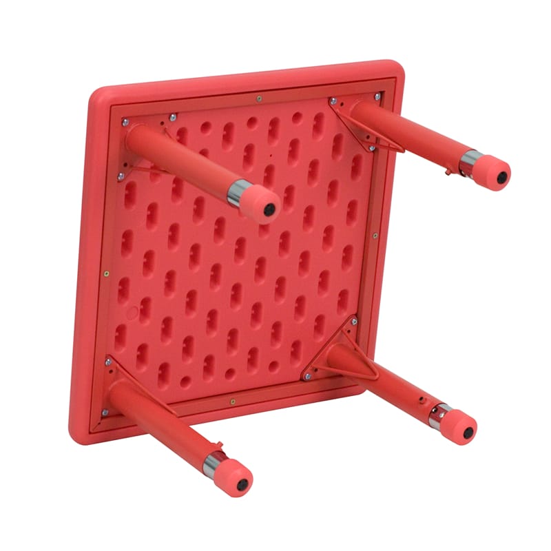24" Square Height Adjustable Red Plastic Activity Table