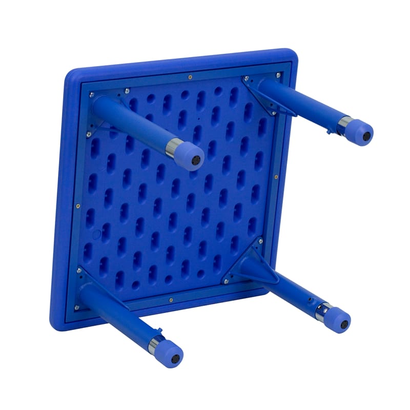 24" Square Height Adjustable Blue Plastic Activity Table