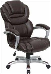 Brown Leather Executive Office Chair with Leather Padded Loop Arms