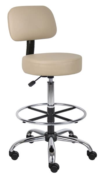 Boss Be Well Medical Spa Professional Drafting Stool W/Back, Beige