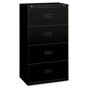 basyx by HON 400 Series 30" Black Four Drawer Lateral File