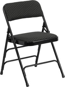 HERCULES SERIES CURVED TRIPLE BRACED & QUAD HINGED FABRIC UPHOLSTERED METAL FOLDING CHAIR