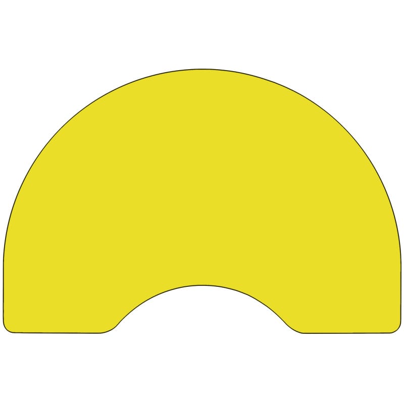 48''W x 72''L Kidney Shaped Activity Table with Yellow Top and Adjustable Legs