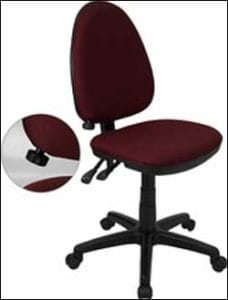 Burgundy Fabric Multi-Function Task Chair with Adjustable Lumbar Support