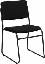 500 lb. Capacity High Density Black Fabric Stacking Chair with Sled Base