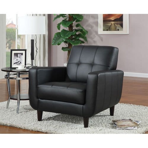 Aaron Upholstered Track Arm Tufted Accent Chair Black