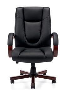 Luxhide Executive Chair with Wood Arms and Base