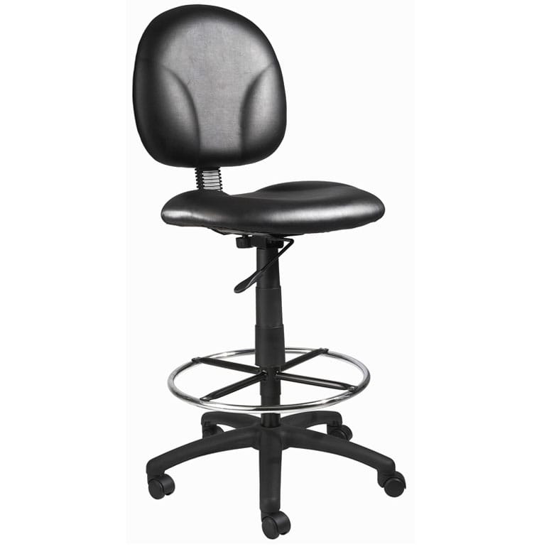 Boss Stand Up Drafting Stool W/Foot Rest - Black Caressoft Upholstered