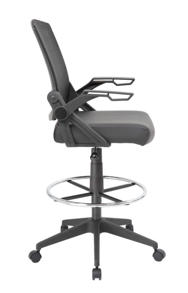 Boss Mesh Back Flip Arm Drafting Stool #B16223-BK