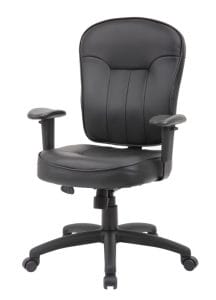 Boss Black Leather Task Chair W/ Adjustable Arm