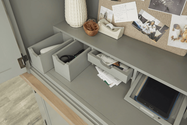 Americana Modern Workstation with LED Light by Parker House, DOVE