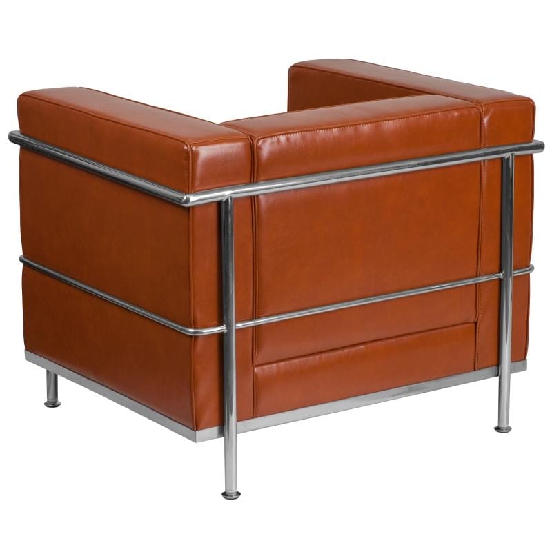 HERCULES Regal Series Contemporary Cognac LeatherSoft Chair with Encasing Frame