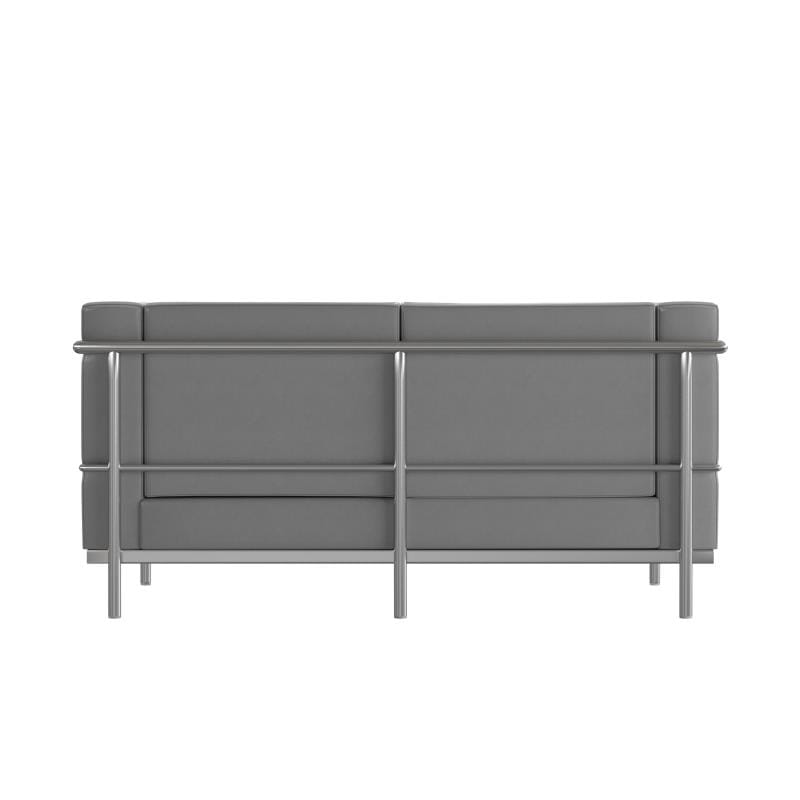Hercules Regal Series Contemporary Gray LeatherSoft Loveseat with Encasing Frame