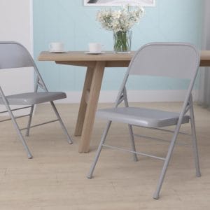 HERCULES Series Triple Braced & Double Hinged Gray Metal Folding Chair