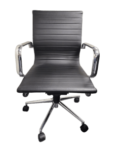 Pre-owned Faux Leather Conference Chair, Black