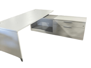 Preowned Allsteel L-Desk w/ Drop Down Return - White