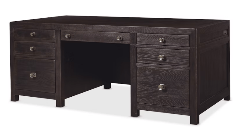 Hooker Furniture Home Office Driftwood Executive Desk, Burnt Timber Finish