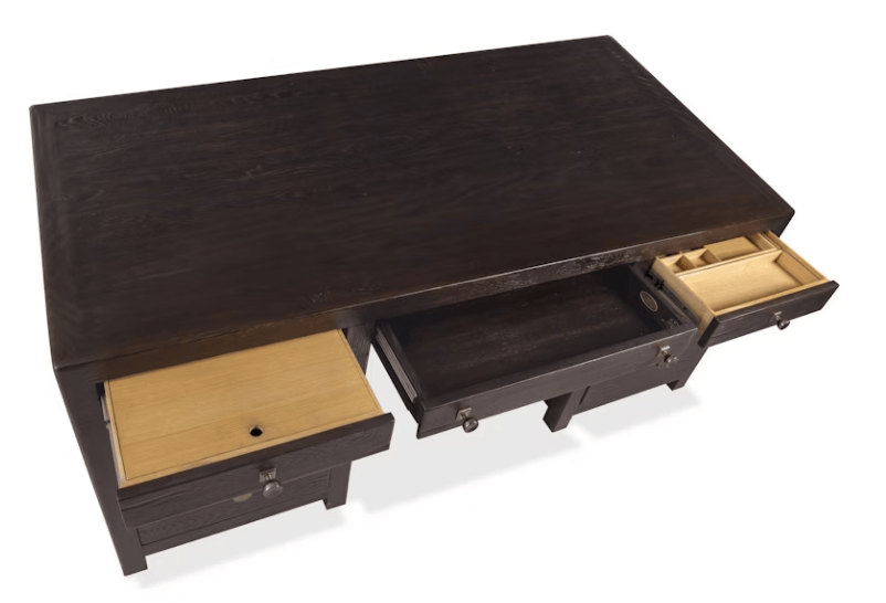 Hooker Furniture Home Office Driftwood Executive Desk, Burnt Timber Finish