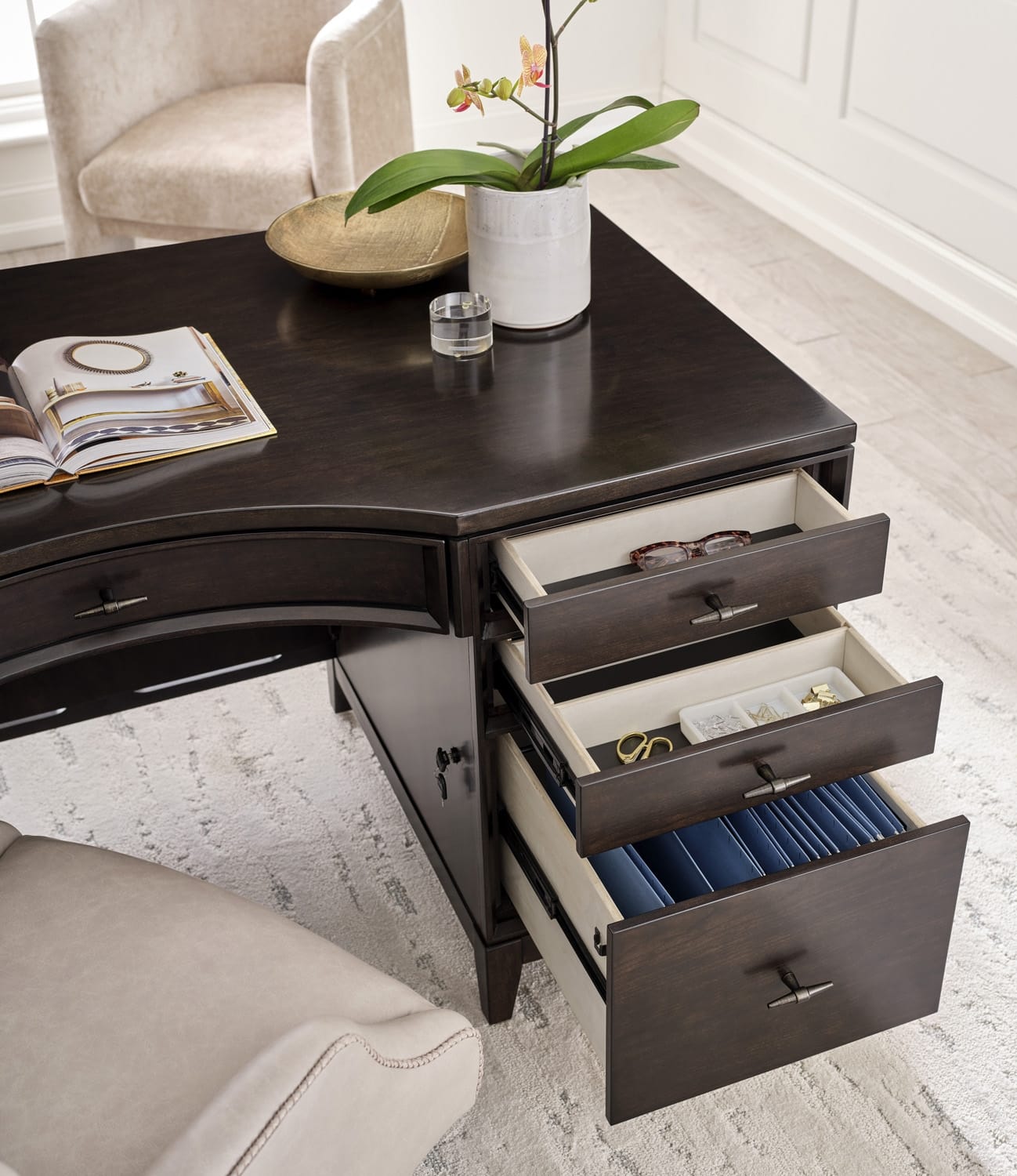 Sutton 66" Curved Executive Desk by Aspenhome