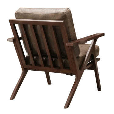 Wood and Vegan Leather Retro Accent Chair, Brown