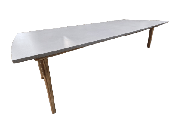 Preowned Conference Table with Faux Concrete Top and Wooden Legs