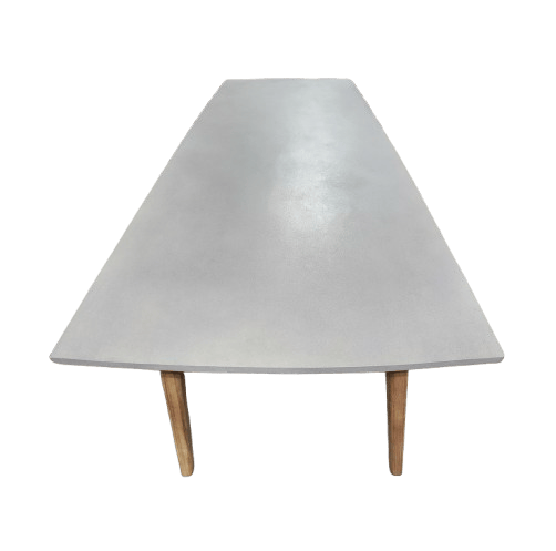 Preowned Conference Table with Faux Concrete Top and Wooden Legs