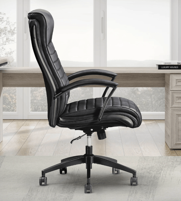 Smooth Black Leather Desk Chair by Parker House